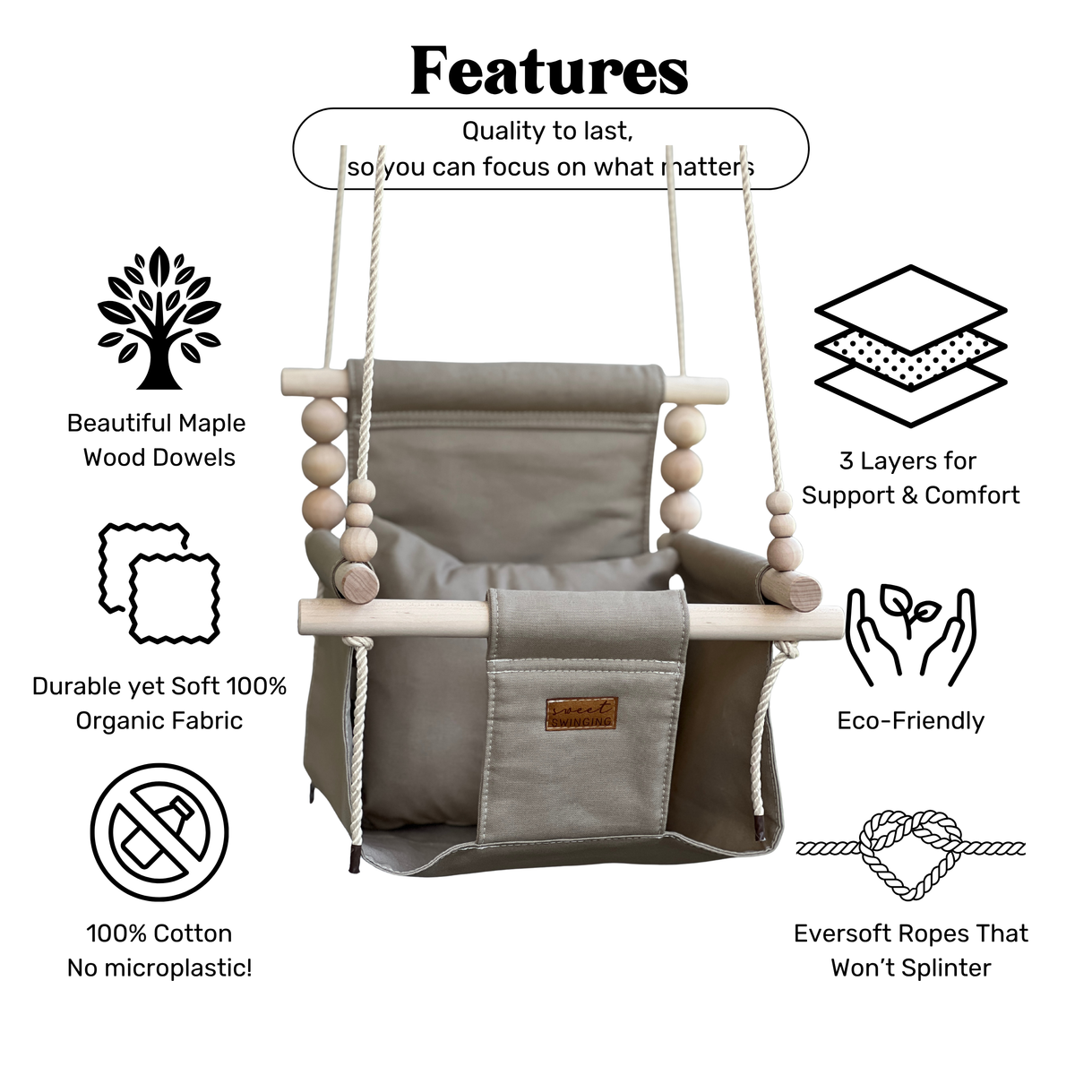 Organic Cotton Indoor High Back Baby & Toddler Swing