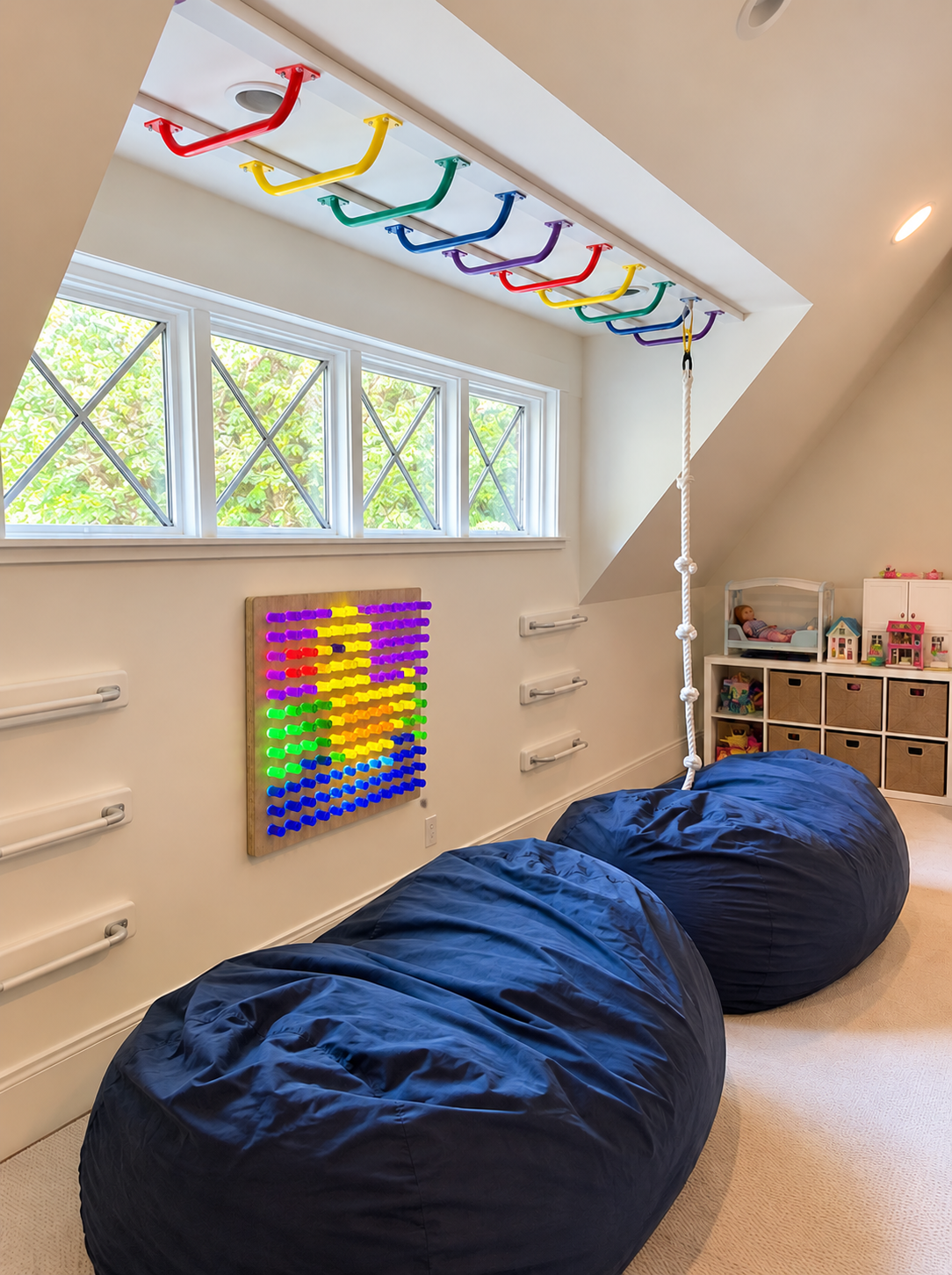 24-inch Lite Brite by LiteZilla wall mounted in a kids' playroom