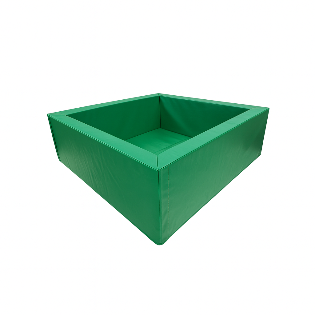 empty Kelly Green foam pit for a playroom