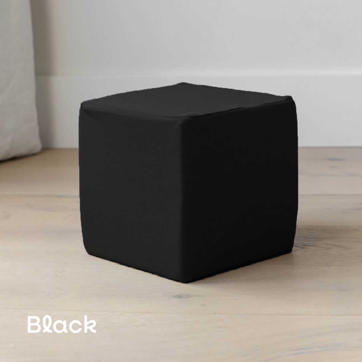 Black foam cube cover on a 6-inch foam cube