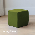 Army Green foam cube cover on a 6-inch foam cube