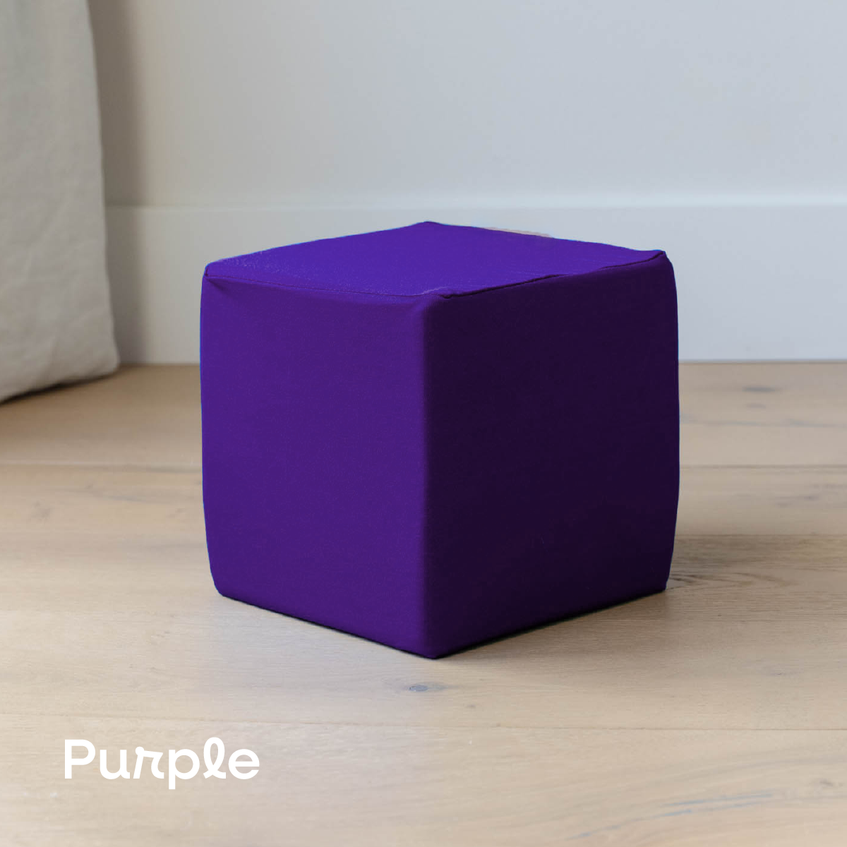 Purple foam cube cover on a 6-inch foam cube