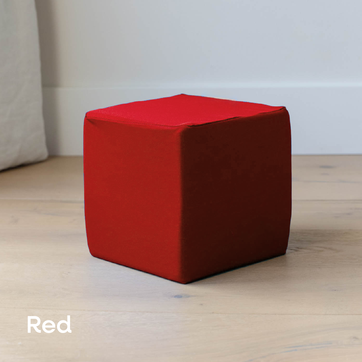 Red foam cube cover on a 6-inch foam cube