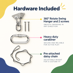 Included Hardware for ceiling mounted kids indoor sensory swing