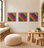 Three 24-inch Lite Brite boards mounted in a modern kids' playroom