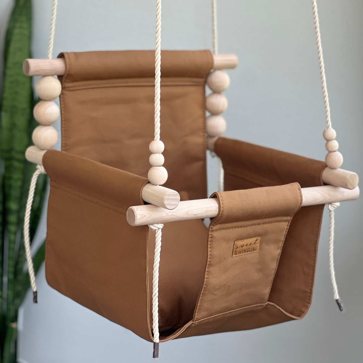 Organic Cotton Indoor High Back Baby & Toddler Swing - Toffee