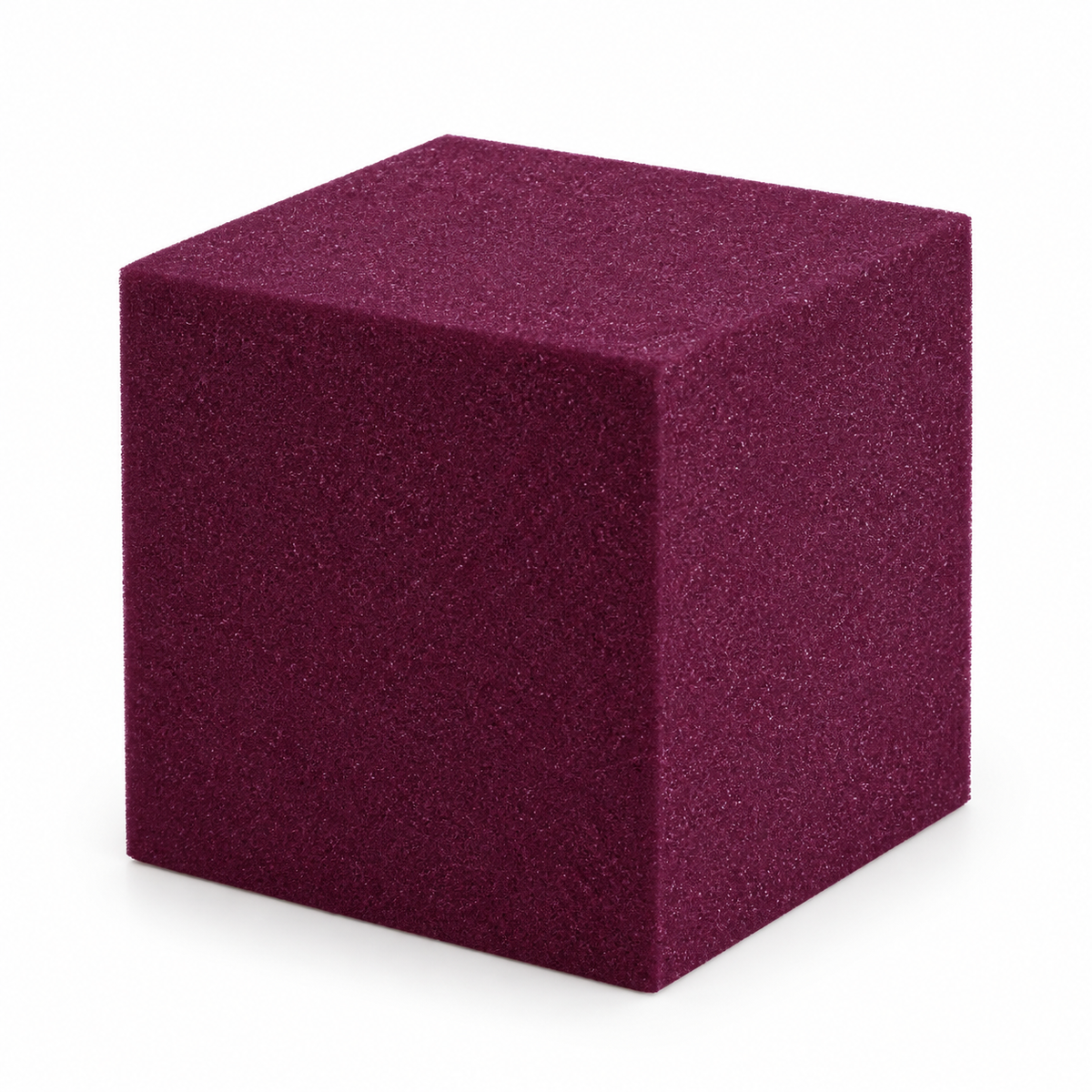 Plum-colored foam pit cube for indoor playrooms and soft landing areas