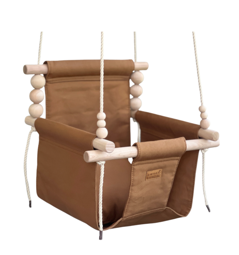 Organic Cotton Indoor High Back Baby & Toddler Swing - Toffee