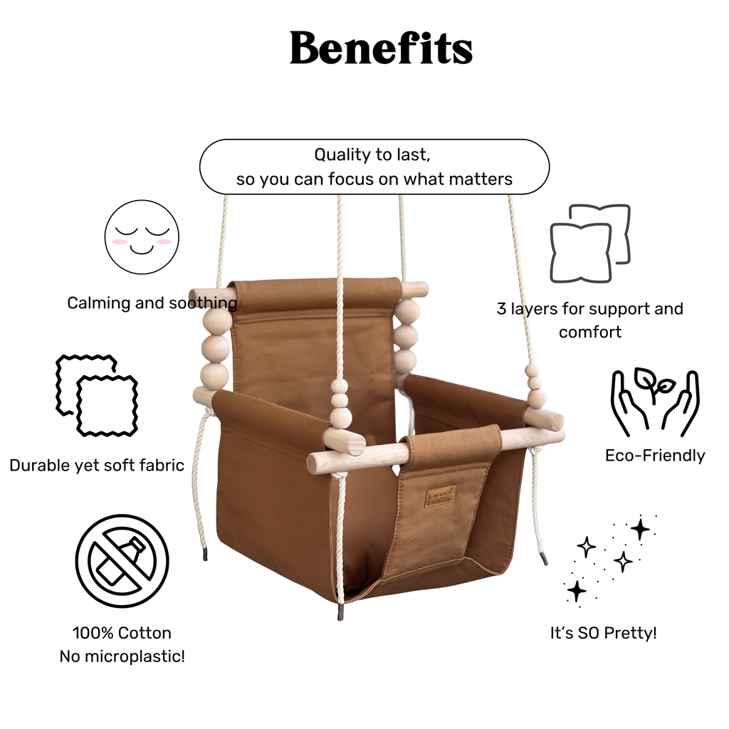 Organic Cotton Indoor High Back Baby & Toddler Swing - Toffee