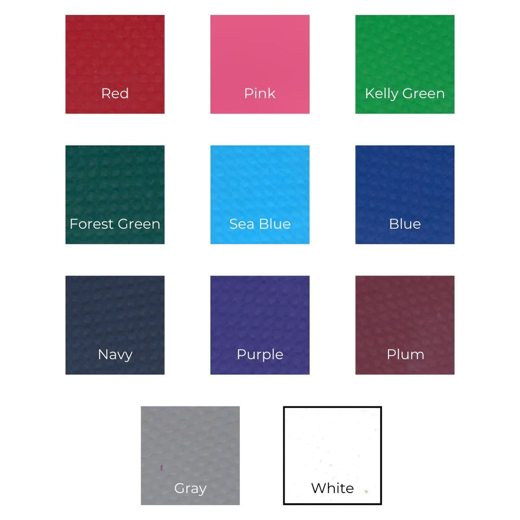 Color swatches with labels for various foam pit colors on a white background